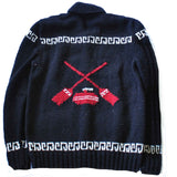 Black and red wool curling sweater
