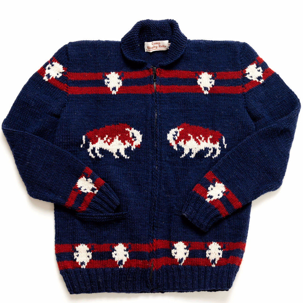 Navy Blue Mary Maxim Buffalo Sweater